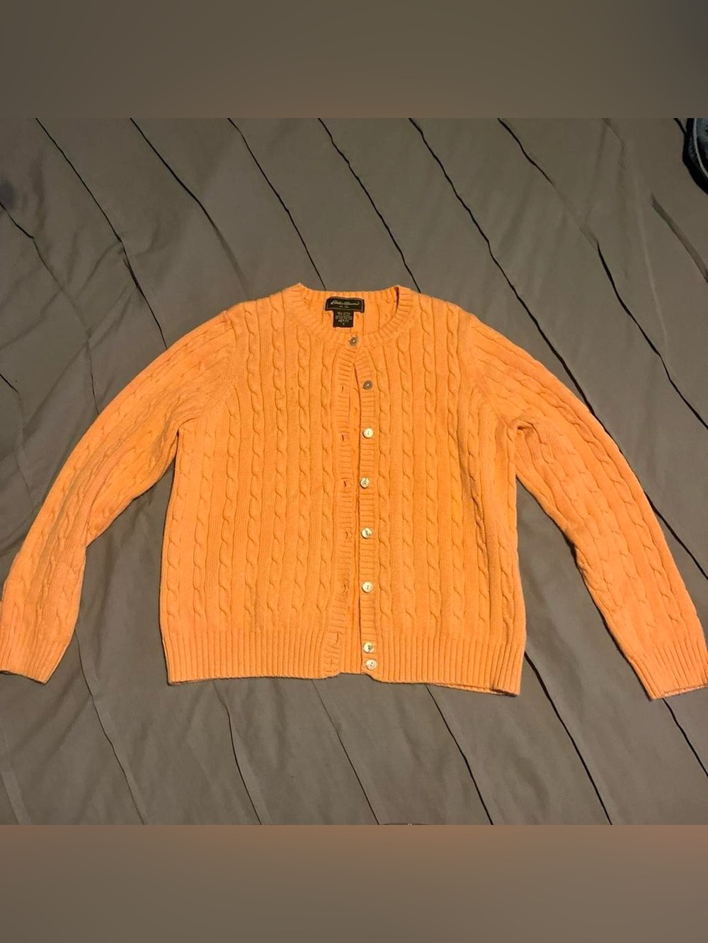 Eddie Bauer Cable-Knit Button Cardigan - Orange Size S